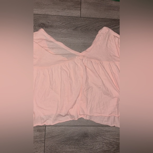 We The Free Women’s Size Large Pink Button Up Oversized Crop Blouse Flowy Sheer - Picture 6 of 6